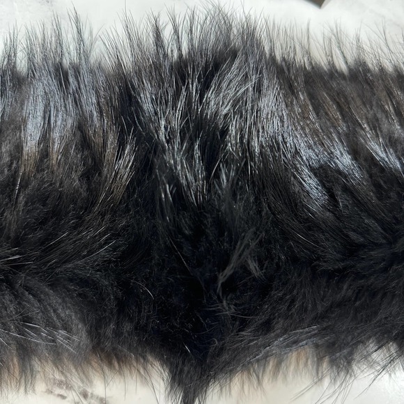 LOUIS VUITTON Fur Scarf Leopard Silk Black Fox Stole Bandeau vintage LV w/tag - Picture 11 of 11